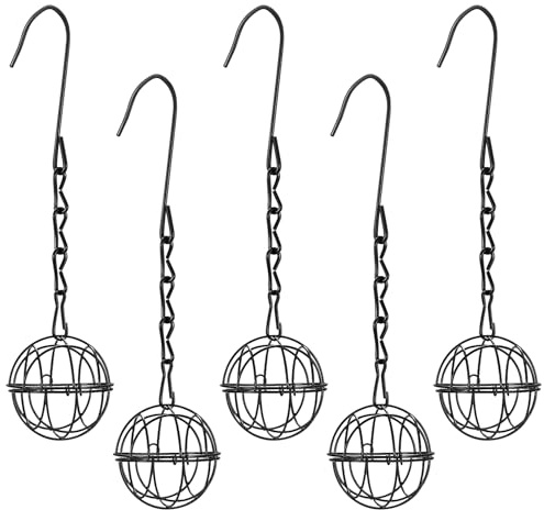 5 STK Meisenknödelhalter, Meißenknödelhalter Vogelfutterstation zum Aufhängen, 7cm Metall Meisenknödel Halter, Meisenknödel Halterung mit Klappdeckel, Futterspender für Meisenknödel Wildvögel Garten.