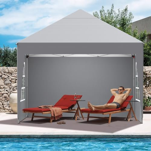 Pavillon 2.5x2.5 Höhenverstellbar-3, Faltpavillon Wasserdicht Stabil, Pop-up Faltbar Partyzelt mit 4 Seitenteilen Winterfest, Gartenpavillon UV Schutz 50+, Zelt für Strand Hochzeit Camping, Silbergrau