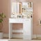 VASAGLE Kailyn Collection - Coiffeuse avec Miroir LED, avec Multiprise, Compartiment avec 2 Étagères Réglables, 1 Tiroir, 2 Étagères, Coin Beauté, Moderne, Blanc RDT138W01