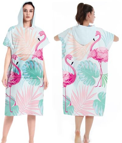 LOMTRATS Doppelseitige Mikrofaser mit Taschen, schnelltrocknender Bademantel mit Kapuze für Damen und Herren, Sporthandtücher für Schwimmer, Strand, Surfen, Zuhause, Baden