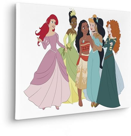 Komar Keilrahmenbild - Disney Princesses Together - Größe: 60 x 40 cm - Kinderzimmer, Wanddekoration, Bunt