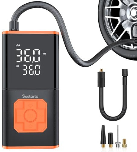 Car Tire Inflator Portable Air Compressor, 150 PSI Cordless Mini Bike Tire Pump, Air Pump for Auto, Motorcycle, Bicycle, Balls with Pressure Gauge&LED Light