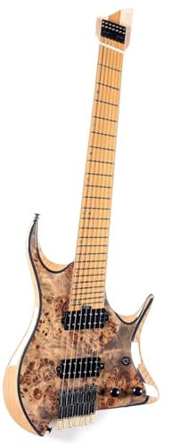 Guitarra Eléctrica Guitarra Eléctrica De Jazz Sin Pala De 7 Cuerdas Y 24 Trastes(Brown)