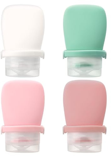 QFGasre 4pcs Travel Bottles for Toiletries Silicone Squeezes Bottle Leak Proof Travel Size Containers Shampoo Conditioner Liquid Body Wash Lotion Small 1oz