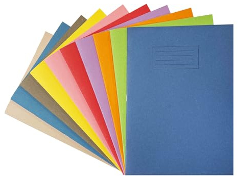 Janrax Schulhefte, A4, 80 Seiten, fein liniert, mit Rand, WF-Papier mit 225 g/m² Manila-Einband, 10 Stück