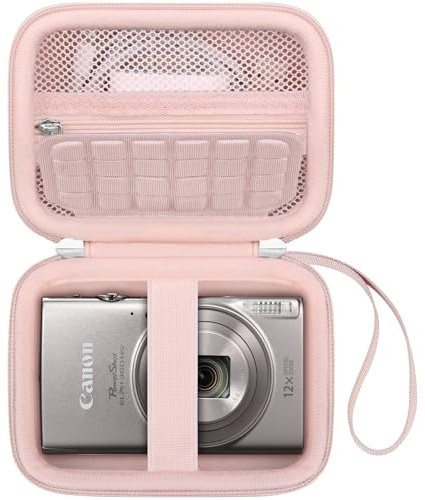Canboc Carrying Case for Canon IXUS 185/285/ Sony DSC-W830/DSC-W800/VAHOIALD/Taichaeu/EJXHKNF Digital Camera, Mesh Pocket fit Cable, Batteries, Pink (Case Only)