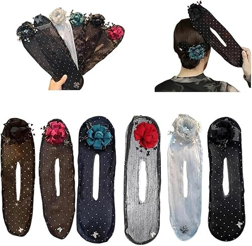 Hand Embroidered Floral Bun Maker Hair Clip and Lazy Hair Curler