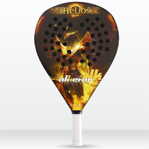 Akkeron - Pala de Padel - Modelo Helios A25 - Carbono 100% - Power Blast EVA - Forma lagrima - Barniz Gomoso - Control/Potencia - 350/370g