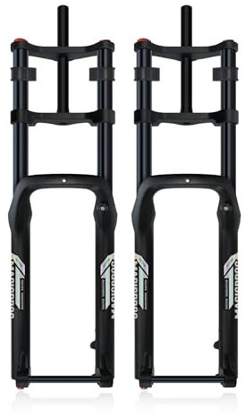 Fourche Suspension Pneu 26 5.0 Fourche Avant Fat Bike 1-1/8 Droit Frein À Disque Vélo Électrique Fourche Pneumatique Voyage 190 Mm Axe Traversant 15 X 150 Mm Réglage De L'amortissement(Black A)