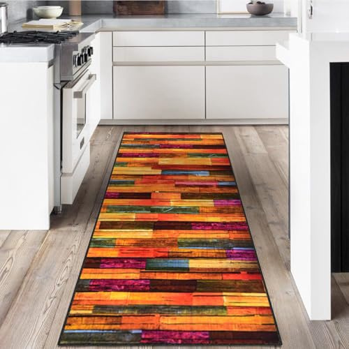 LYYK Läufer Flur 60x120cm, waschbarer Kurzflor Teppich mit rutschfestem Gummirücken Hochwertiger Küchenläufer für Eingangsbereich, Waschküche & Wohnhausflur