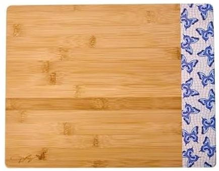 Dolly Parton Bamboo Reversible Cutting Board, Blue Butterfly Print, Gentle on Knives, Great for Chopping and Serving, 11 x 14 Inch