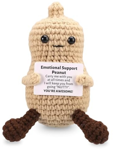 Positive Erdnuss Kuscheltier Häkel Set, Erdnuss Plüschtier Pocket Hug Emotional Support Peanut mit Beinen, Glücksbringer für Anti Stress Angsthilfe, Peanut Geschenk für Erwachsene Kinder Geburtstag