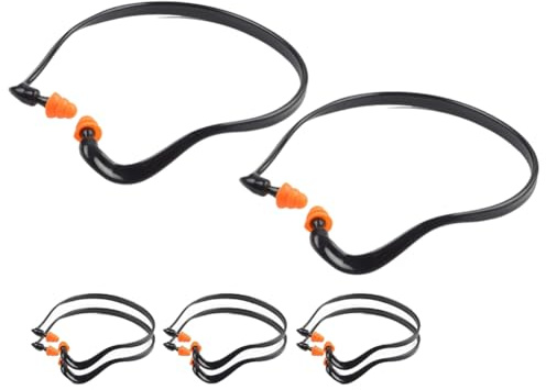 TsoLay 8 Pcs Ear Plugs Banded for Hearing Protection Reusable Washable Ear Protection with Silicone Tips for Lawn Mowing