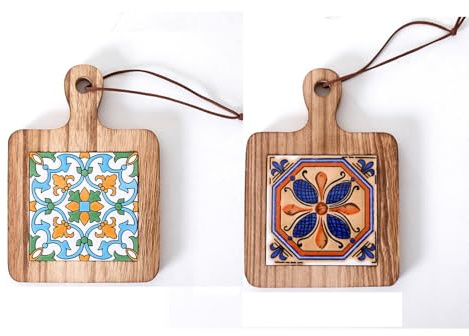 Hosoncovy 14CM Wooden Square Hot Pot and Pan Holder Pad Set of 2,Heat Resistant Pot Mat Hot Pot Trivet Mat Table Place Mat Kitchen Worktop Protector Dish Mat (CD)