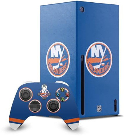 Head Case Designs Officially Licensed NHL Plain New York Islanders Game Console Wrap and Game Controller Skin Bundle Compatible With Xbox Series X