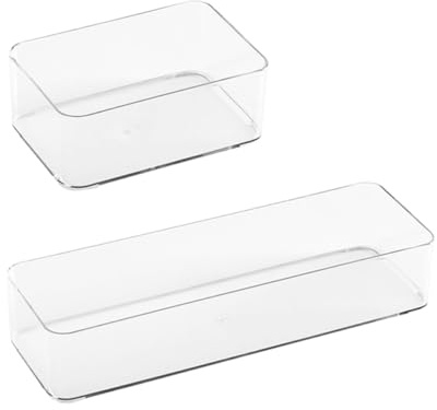 Alipis 2 Pièces Boîte de Rangement Tiroir Cuisine Pp Transparent Organisateur Modulaire Pratique et Polyvalent Petite Boîte de Rangement pour Couverts et Accessoires Gain de Place
