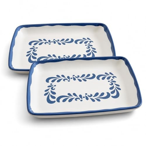 Ceracor Ceramicas Bandeja de melamina pack de 2, fuente rectangular 26 x 17 x 5 cm para servir aperitivos, postres y mesa diaria