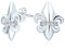 Boucles D'Oreilles Clous Fleur De Lis Avec Accent CZ Pavé Symbole Ancien Spirituel Fleur De Lys Pour Femmes Et Hommes Légères En Argent Sterling .925 Avec Accent Cz