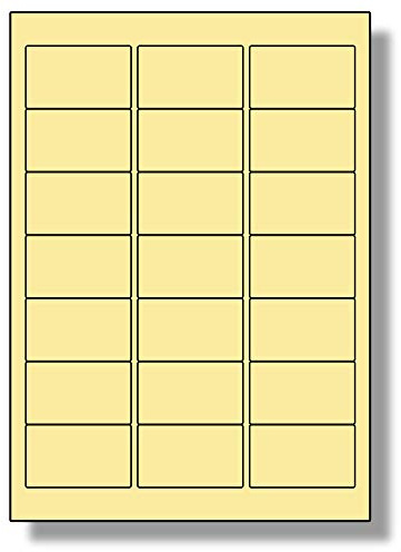 Label Planet® 21 Per Page/Sheet, 5 Sheets (105 Sticky Cream Labels), Blank Plain Matt Quality A4 Coloured Paper Stickers, for Laser/Copier/Inkjet Printer, UK LP21/63C, 63.5 x 38.1 MM, Colour Coding