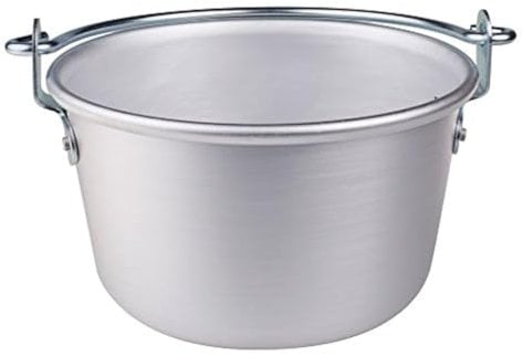 Pentole Agnelli Family Cooking Alluminio Paiolo con Manico ad Arco, Argento, 36 cm