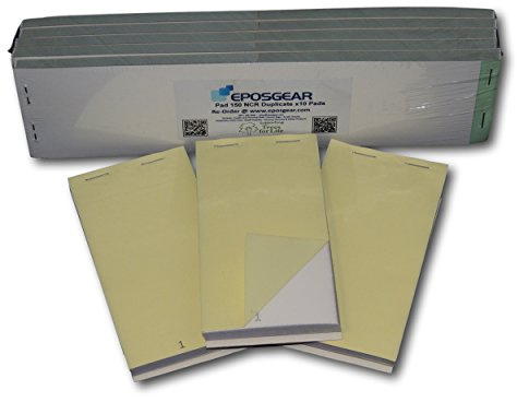 EPOSGEAR Duplicate NCR No Carbon Required Copy Restaurant Cafe Takeaway Pub Food Waiter Waitress Numbered Order Pads - 76mm x 140mm (100)
