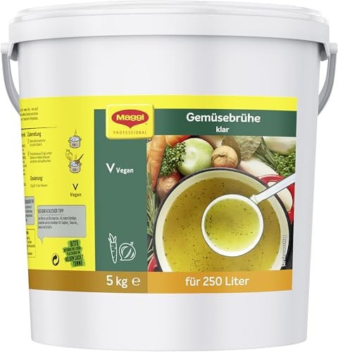 MAGGI Professional Klare Gemüsebrühe, vegan, Ergiebigkeit 250L, 1er Pack (1 x 5kg Eimer)