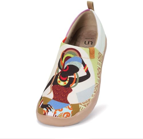 UIN Cómodo Unisexo Art Rezando de Microfibra Orar Transpirable Suela de PU Mocasines Piel Mujer,Vestido Zapatos de Mujer