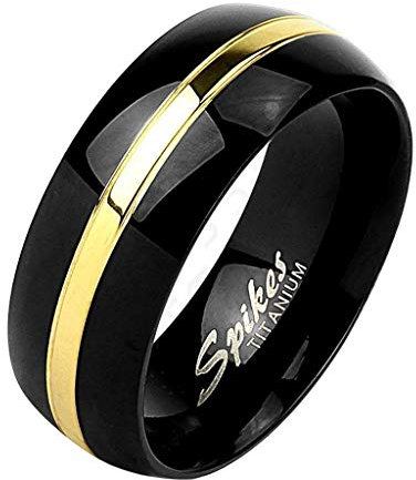 Autiga Damen Herren Ring Trauring Partnerring Ehering Zweifarbig Schwarz Gold Titanium Rosegold-Silber 57 - Ø 18,14 mm 6 mm