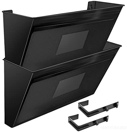 Acrimet Organizzatore da Muro per Cartelline Modulari in Plastica, formato Lettera A4 (ganci inclusi) (Colore Nero) (Confezione da 2)