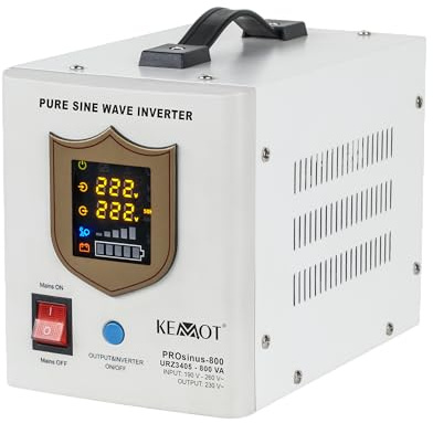 Notstromversorgung KEMOT PROsinus-800URZ3405 Wechselrichter Reiner Sinus Ladefunktion 12V 230V 800VA/500W, weiß