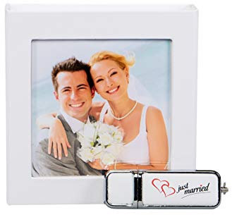 Elegantdisk USB-Stick Just Married mit USB-Box. Hochzeit Design. USB 3.0 (Weiss, 32, GB)