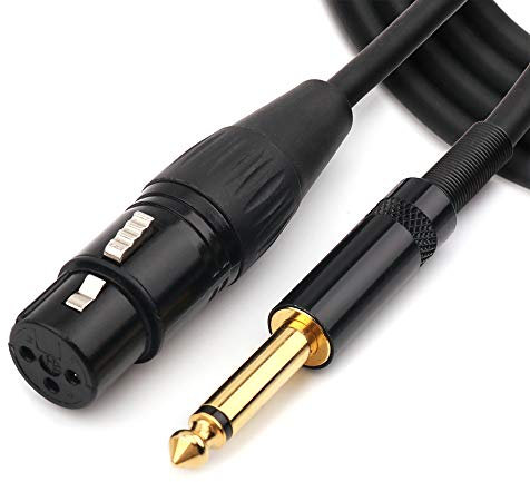 NANYI 6.35mm (1/4 Inch) TS Male to XLR Female Interconnect Audio microphone Cable, Black/alloy, Suitable for microphones, active speakers, stage, DJ, studio audio console, 1.5M / 5FT