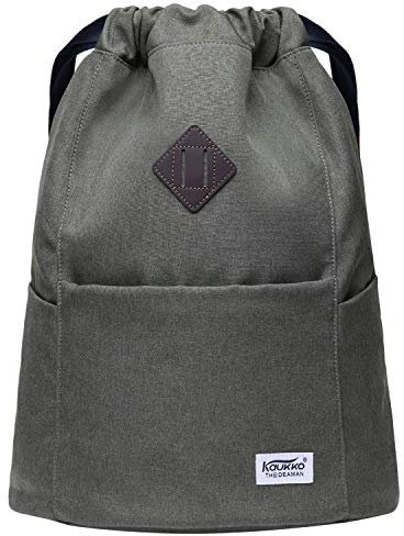 KAUKKO Mochila con cordón Bolsa de Deporte Unisex para Natación/Surf/Viaje/Senderismo Yoga, Gris oscuro 03, small, Práctico, Único