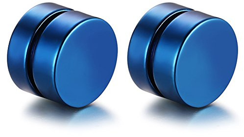 JewelryWe Schmuck Herren Damen Ohrringe Edelstahl Magnet Ohrstecker Fakeplugs Fake Plug Tunnel Ohrclips Ohne Loch Schwarz 6 mm 8mm 10mm 12mm