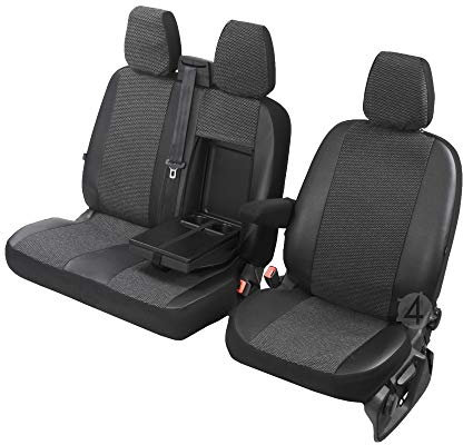 Pokter Sitzbezüge Viva passgenau für VW T6 2016-2+1- Erste Reihe (1+2) 4D-DV-VI-3M-VWT57-358, Schwarz, Kunstleder, Polyester, Bus, Fahrzeugsitzbezüge