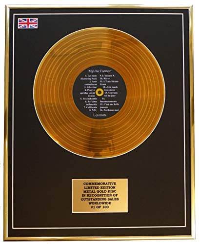 Mylene Farmer – Les Mots Metall-Schallplatten-Display mit goldfarbener Schallplatte, Gedenkausgabe