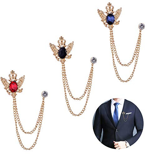 Huture 3pcs Broche Homme Broches Clips de Chemisier Clip Métal Broches Clip Accessoire écharpe Aiguilles Clips Vintage en Cristal Insigne de Bijoux Fantaisie Corsage pour Femme, Diamant