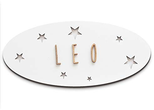 Placa Habitación Personalizada con Nombre. Regalos de Madera Personalizados. Letrero de Madera Adhesivo para Habitación Infatil Niño/a Bebé. Placa Personalizada Ovalada