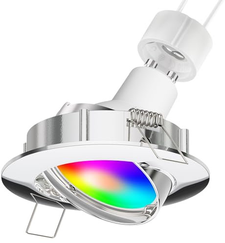 ledscom.de LED Decken-Einbaustrahler CIRC schwenkbar chrom inkl. Smart Home RGBW GU10 LED Lampe, 5,41W, 473lm