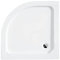 VBChome Plato de ducha de 90 x 90 cm, plato de ducha de cuarto de círculo, blanco liso, con desagüe Viega fi50 Domoplex, placa de cubierta de acrílico sanitario