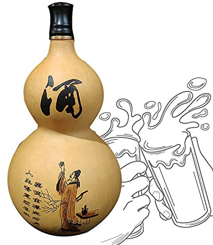 Flacon De Hanche De Gourde Naturelle, Bouteille De Saké Facile à Nettoyer, Bouteille Vide De Décoration pour La Maison, Eau Et Vin Portables, Gourde Médicinale,150ml