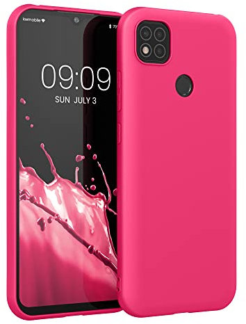 kwmobile Funda para Xiaomi Redmi 9C Carcasa - Ultrafina de TPU y Silicona con Bordes elevados anticaídas - Rosa neón
