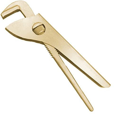 WEDO Funkelfreier Rohrzange,Deutschland-Lichttyp,Funkenfreier,gerader Sanitärschlüssel,kein Funken,verstellbarer Sicherheitsschlüssel,Aluminium-Bronze,DIN-Standard,BAM- und FM-Zertifikat,350mm*75mm