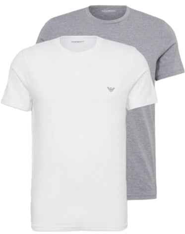 EMPORIO ARMANI Herren 2-Pack Crew Neck T-Shirt, Mel.Grey/Bianco, XXL