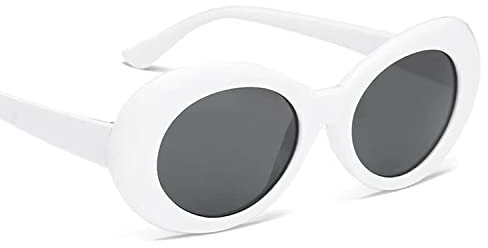 Retro Ovale Sonnenbrille,Brille Kostüm Männer Frauen Brille Mode Weiß Sonnenbrille Oval 100 % UV-Schutz Trendige Sonnenbrille Stark Und Langlebig Beliebt für Frauen Männer Teenager Mädchen Junge