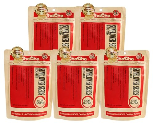 5er Pack (5x228g) Cha Cha Geröstete Sonnenblumenkerne SPICY Geschmack (Papa Vo®)