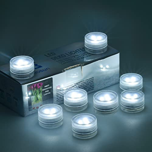 Afoosoo 20 flammenlose Halloween LED Teelichter, Batteriebetriebene wasserdichte Tauchen Dekorative Lichter für Vase, Aquarium, Mittelpunkt, Weihnachtsfest, Kürbis Lichter (PT-White)