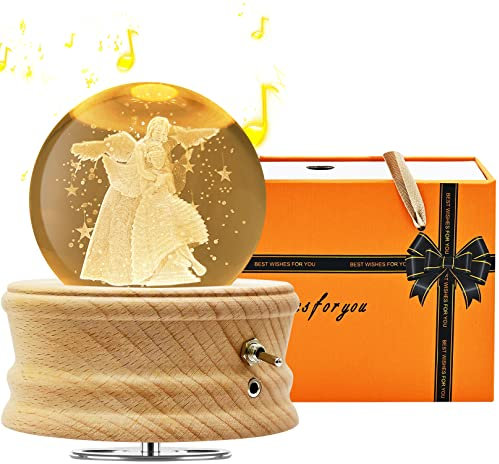 Sentasi Spieluhr Kristallkugel 3D, Spieluhren Warmlichtprojektion und um 360° Drehbare, Musical Box für Kinder/Erwachsene/Geburtstag/Mama