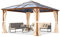 TOOLPORT Gartenpavillon 4x4 m Holzoptik, ca 8 mm Polycarbonat-Dach, 4 Seitenteile in Champagner