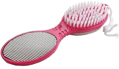 Bargain House - Multi-Purpose 4 in 1 Feet Pedicure Tools Set for Hard Skin, Callus Remover with Foot Scraper, Foot Rasp, Pumice Stone and Brush for Women Men - Dry and Wet Foot Care – Random Color